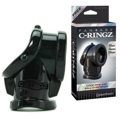 Cock Pipe Penis Ring Ball Stretcher Black Sleeve by Fantasy C Ringz