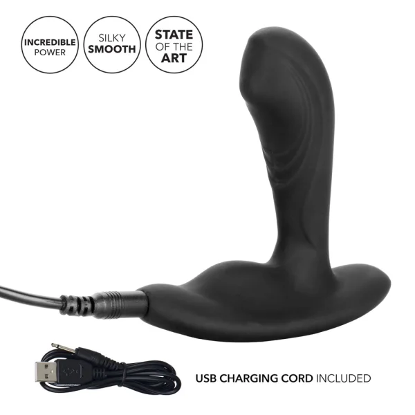 Eclipse Tapered Roller Ball Probe Silicone Vibrating Anal Probe by CalExotics - Black