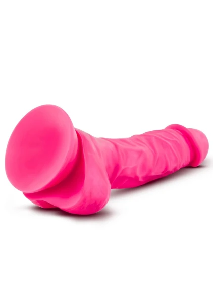Neo - 7.5 Inch Dual Density Cock With Balls - Neon Pink