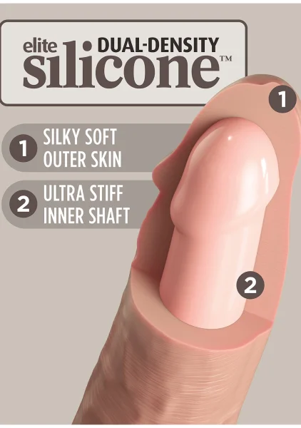 King Cock Elite 6 Inch Dual Density Vibrating Cock Flesh Brown — image 6 of 22