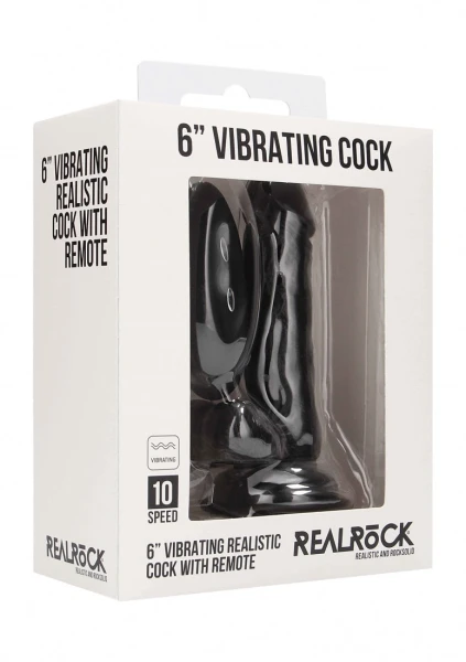 Vibrating Realistic Cock - 6" - With Scrotum - Black — image 6 of 12