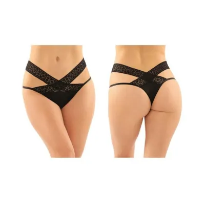 Daphne Microfiber Brazilian cut Panty With Criss cross Lace Waistband 6 pack L xl Black