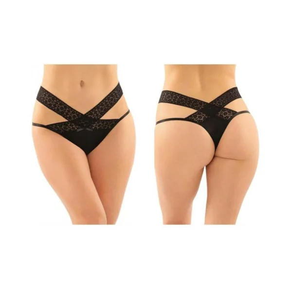 Daphne Microfiber Brazilian-cut Panty With Criss-cross Lace Waistband 6-pack L/xl Black