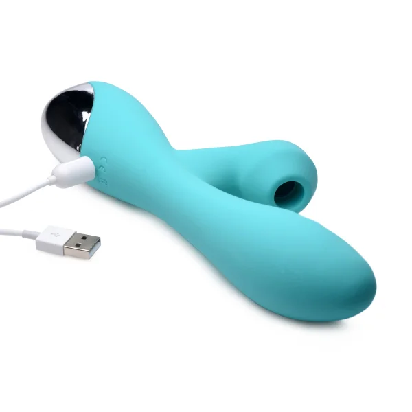 Shegasm 5 Star 10x Silicone Suction & Pulsing Rabbit - Teal