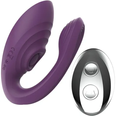 Tracy s Dog Nina Dual Stim Vibrator With Clitoral Tapper Flexible Internal Stimulator Remote Purple