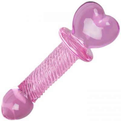 Glacier Glass Pink Heart Swirl Butt Plug 6 5 Inch