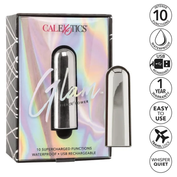 Glam Supercharged Waterproof Rechargeable Power Bullet By CalExotics - Silver — image 17 of 20