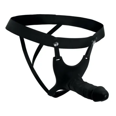 Hollow Silicone Dildo Strap on Black