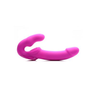 Evoke Rechargeable Vibrating Silicone Strapless Strap on Pink