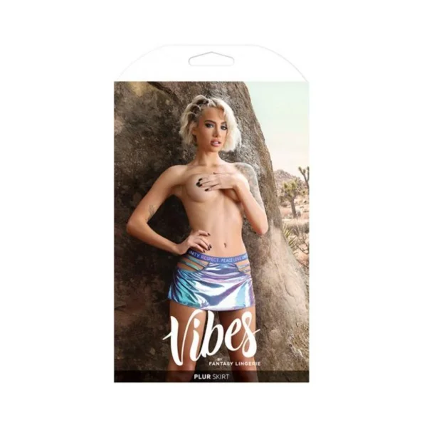 : Fantasy Lingerie Vibes Plur Holographic Cut Out Skirt Separate Aqua Holo L/xl