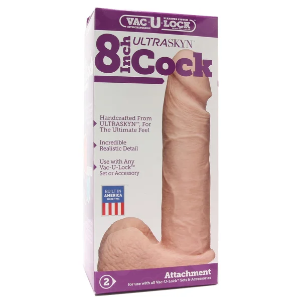 Vac-U-Lock 8" Ultraskyn Realistic White Cock | Strap On Dildos — image 4 of 8