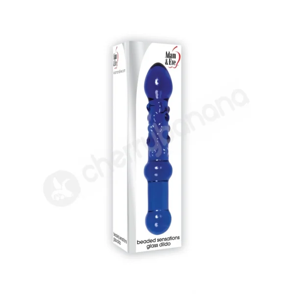Adam & Eve Beaded Sensations Blue Glass Dildo