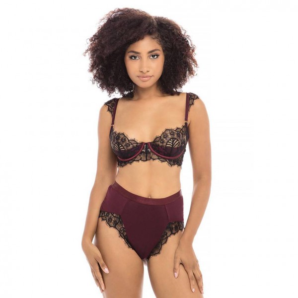 Oh La La Cheri Wine Eyelash Lace Bra Set