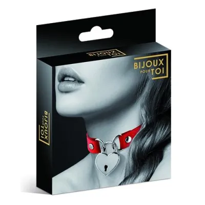 Bijoux Pour Toi Heart Padlock Choker Red