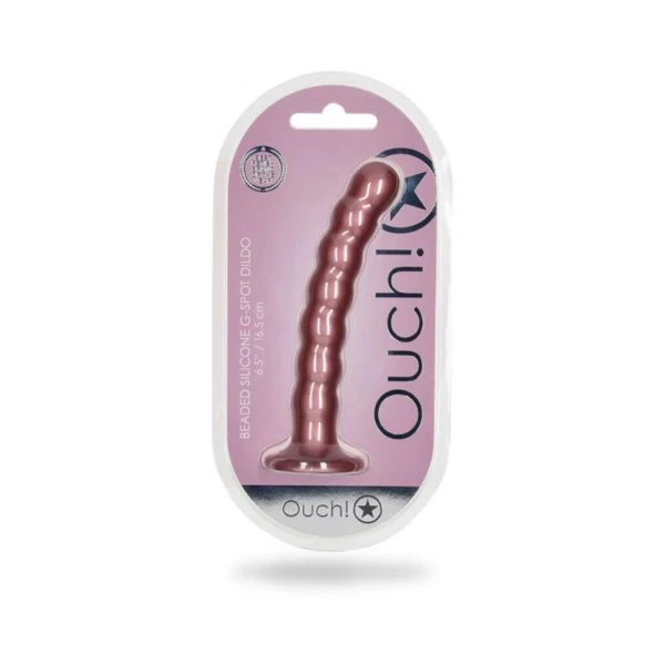 Realistic Dildos: Shots Ouch! Beaded Silicone 6.5 In. G-spot Dildo Rose Gold