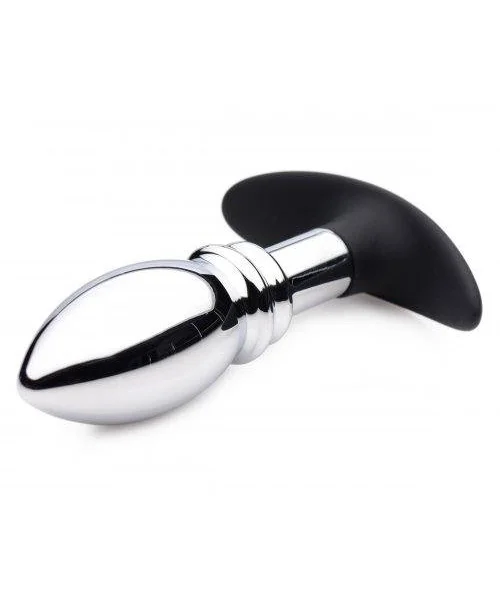 Dark Stopper Metal And Silicone Anal Plug Silver