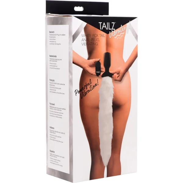 Tailz White Fox Vibrating Silicone Anal Plug With White Faux Fur Tail & Remote