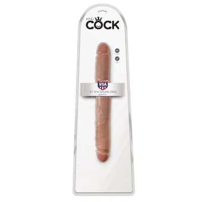 King Cock 12 Slim Double Dildo Tan