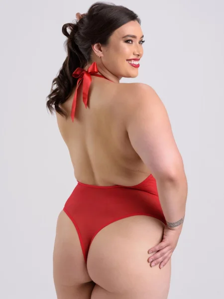 Lovehoney Plus Size Holiday Pom-Pom Red Sheer Teddy