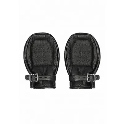 Bondage Mittens Padded With Metal Teeth black