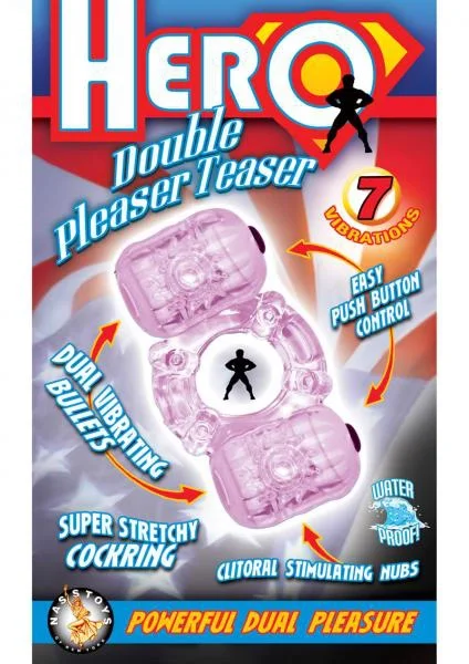 Hero Double Pleaser Teaser Cock Ring Waterproof Purple — image 4 of 4