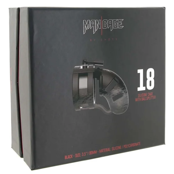 Mancage Model 18 - 3.5 Inches Silicone Cock Cage & Ballsplitter