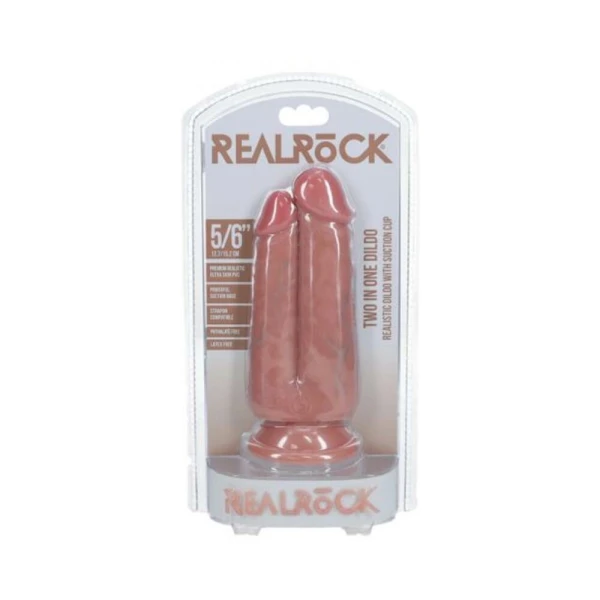 Couples Dildos: Realrock Two In One 5 In. / 6 In. Dildo Beige