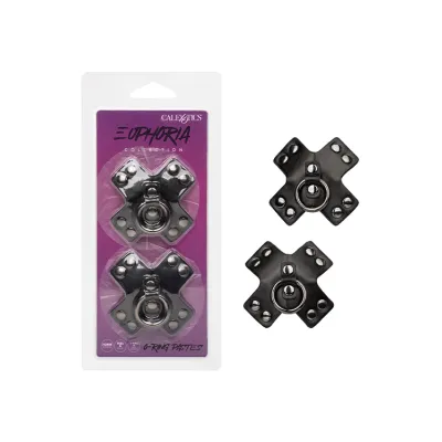 California Exotic O Ring Black Cross BDSM Nipple Pasties