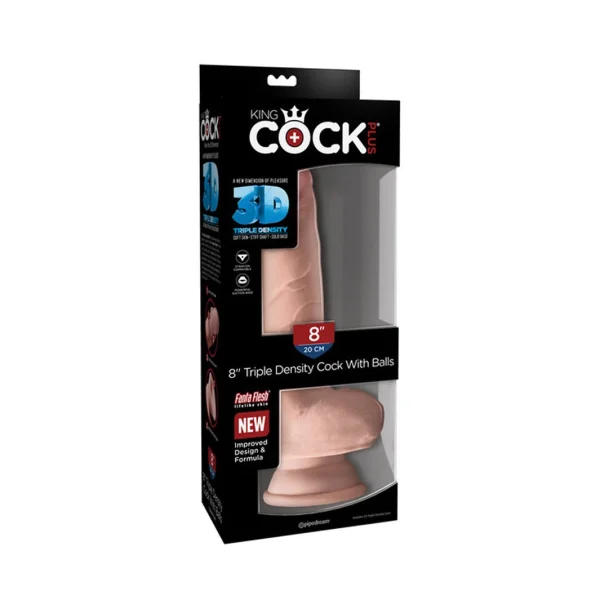 King Cock Plus 8" Triple Density Cock With Balls & Suction Cup Base - Vanilla