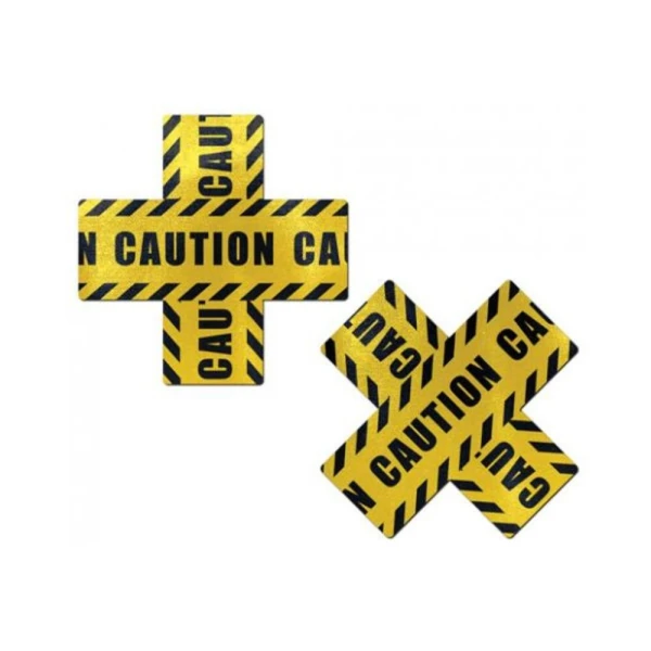 Pastease Crossed Caution Tape Nipple Pasties