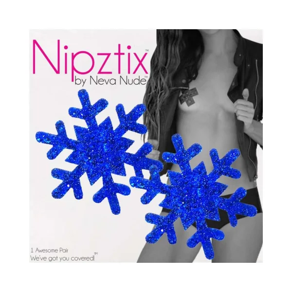 Neva Nude Pasties Snowflake Glitter Blue