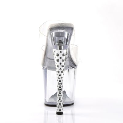 DIAMOND 702 7 Rhinestone Imbedded Heel Platform Slide