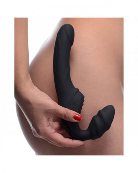 Slim Rider Strapless Vibrating Silicone Strap On - 8.5 Inches — image 5 of 14