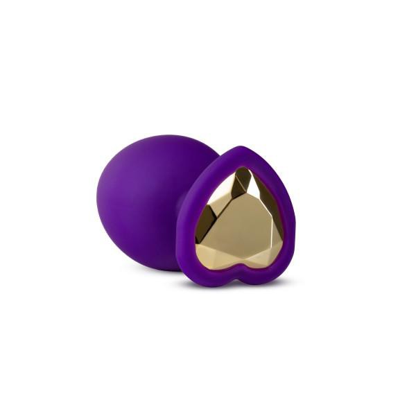 Blush Temptasia Bling Butt Plugs, Purple with Gold Gemstone - 3 Sizes