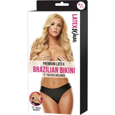 Premium Latex Brazilian Bikini M l Black M l