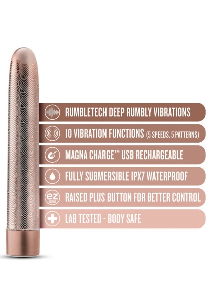 The Collection Lattice Limited Edition Rechargeable Waterproof Slimline Vibrator By Blush - Rose Gold