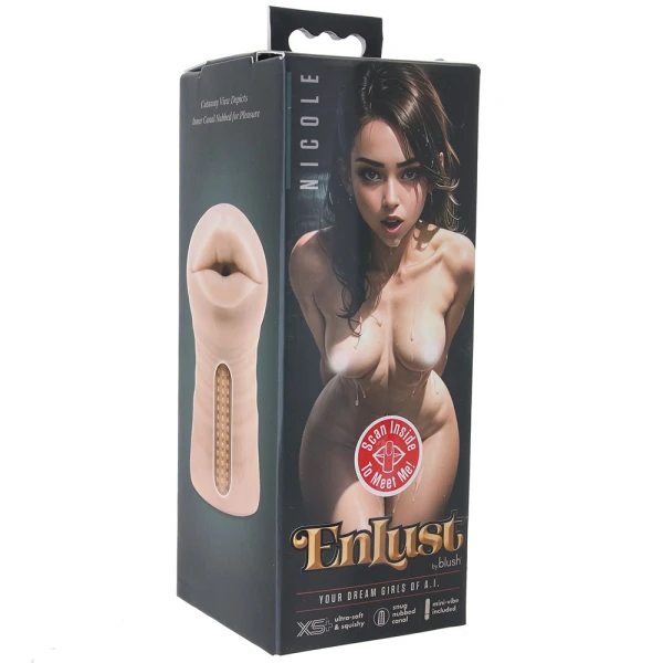 EnLust Nicole Open Ended Vibrating Mouth Penis Masturbator By Blush - Vanilla