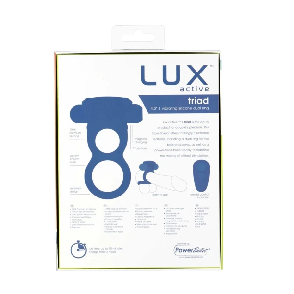 Lux Active Triad 4.5 In. Vibrating Dual Ring Silicone Black — image 14 of 14