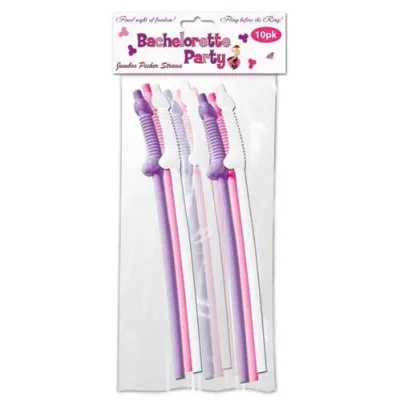 Bachelorette Party Jumbo Flexy Pecker Straws 10 Pack