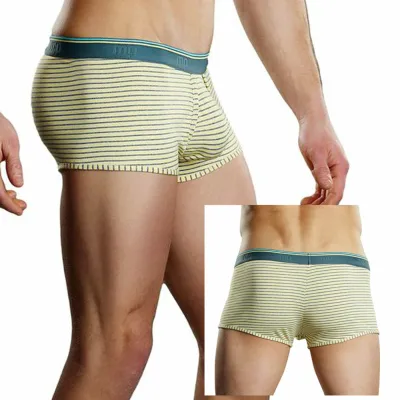 Male Power Heather Stripe Lo Rise Enhancer Short Yellow XL