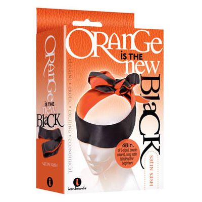 Satin Black Orange Blindfold