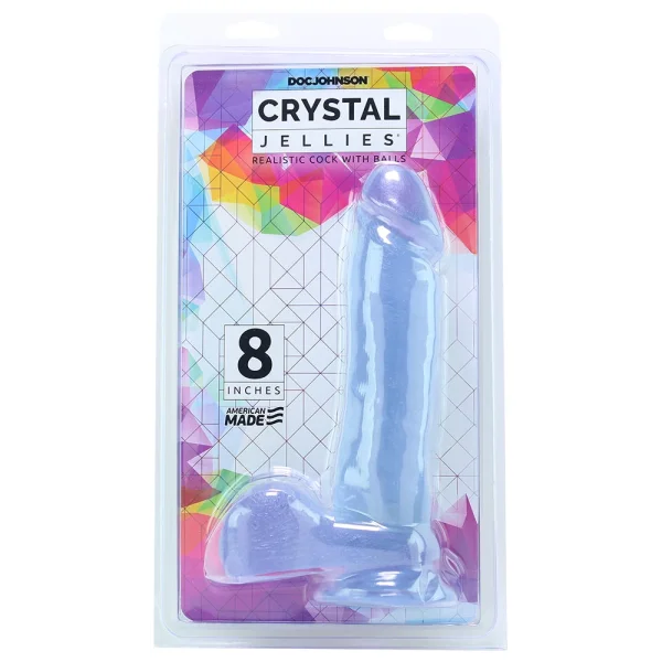 Crystal Jellies Ballsy Cock with Cup Clear 8 inch