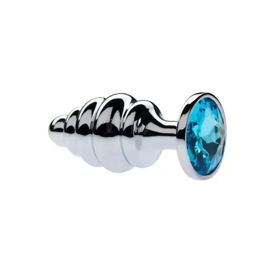 Kink Range Alloy Gemmed Butt Plug 3 7 Inch Light Blue Large