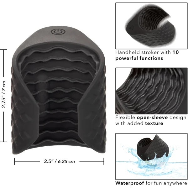 Boundless Grip Silicone Stroker Pulsating Penis Masturbator By CalExotics - Black