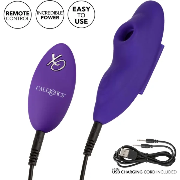 Lock-N-Play Remote Suction Rechargeable Silicone Panty Teaser With Remote By CalExotics - Purple