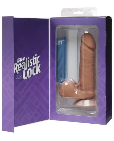 Doc Johnson The Realistic Cock UR3 6" - Vac-U-Lock Compatible Suction Cup - Caramel