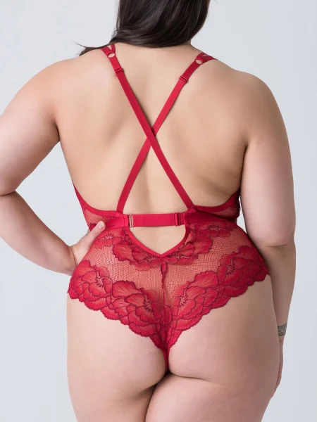 Lovehoney Plus Size Tiger Lily Red Floral Lace Teddy