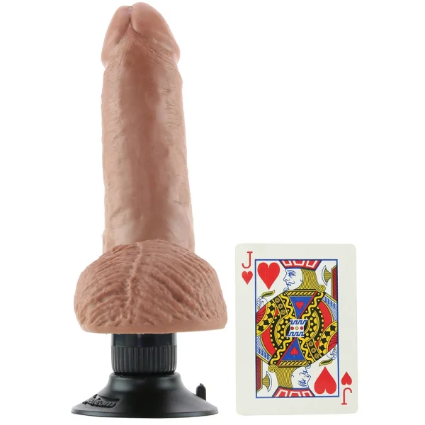 King Cock 7" Vibrating Cock With Balls - Tan