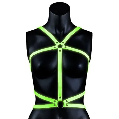 Ouch Glow In Dark Bonded Leather Body Armour Harness