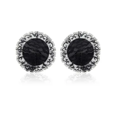 Round Lace Nipple Covers Black